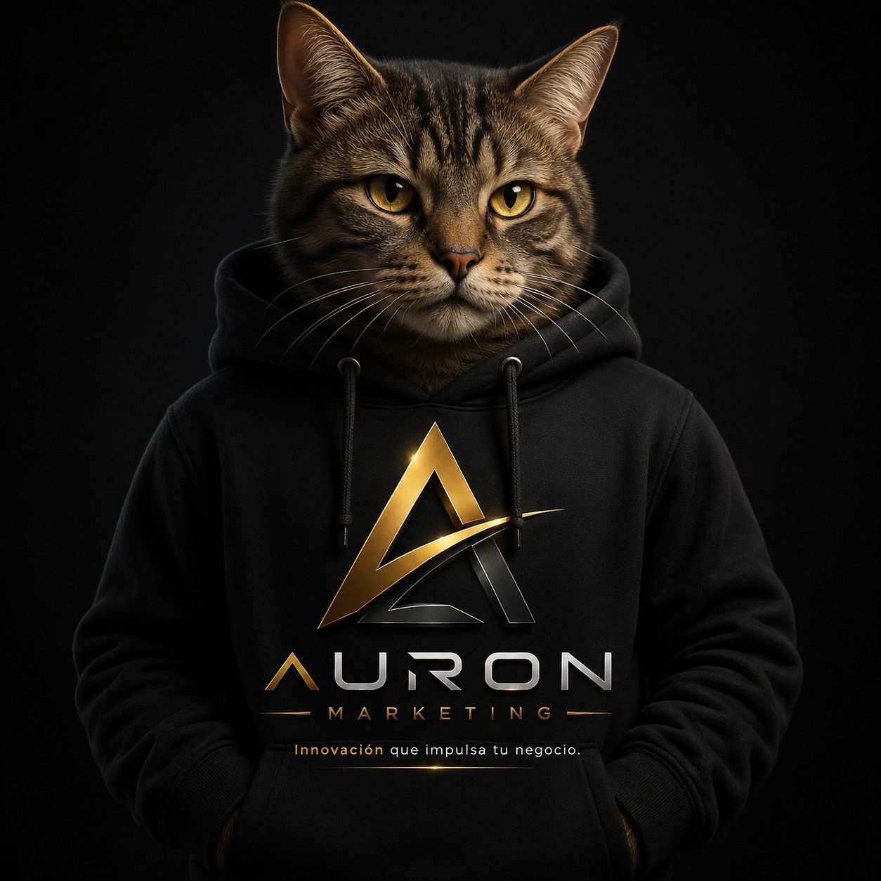 Mascota con sudadera de Auron Marketing